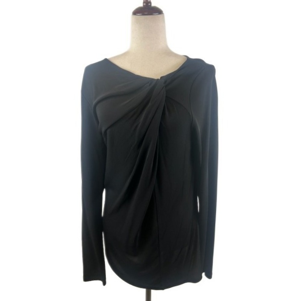New & Other Stories Women's Size Large Black Twist Front Long Sleeve Jersey‎ Top